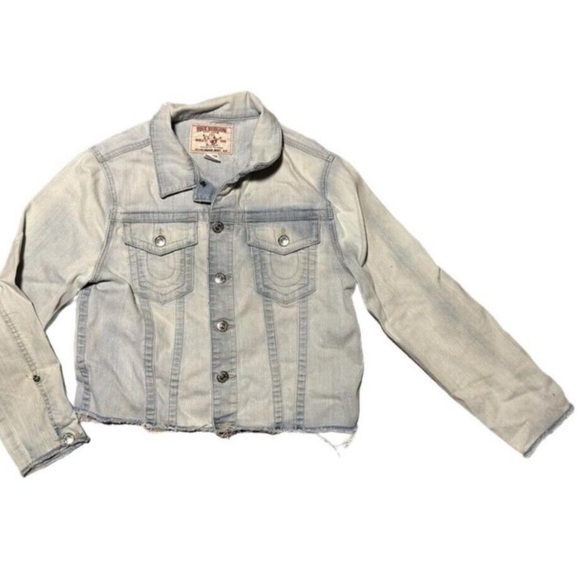 True Religion Oversized Cropped Jean Jacket “trucker jacket” - Picture 13 of 14